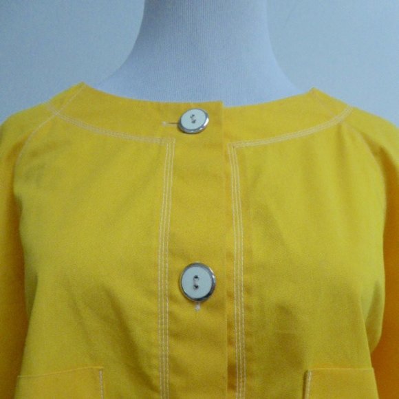 Courreges vintage yellow cotton pants suit France 36 pants Jacket 42 bust - Picture 11 of 15
